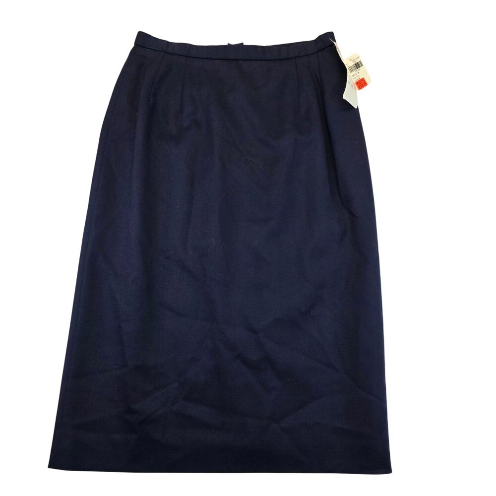 Vintage Pendleton Pencil Wool Skirt 8 Navy USA Old Money Quiet Luxury Deadstock